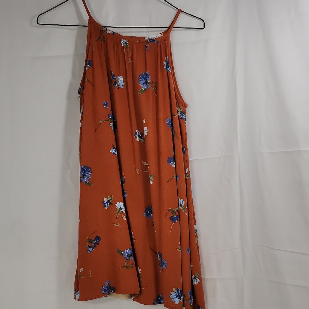 Persaya Rust Floral Sleeveless Blouse